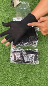 SARUNG TANGAN BERKENDARA SEPEDA MOTOR BAHAN RAJUT WARNA HITAM POLOS MODEL SETENGAH JARI / BUNTUNG DAN FULL JARI