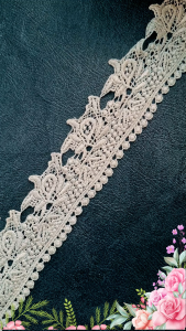 (Per Meter) RDB663 Renda Bordir Gipper Motif Cantik Warna Broken White Lebar 5Cm