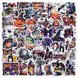 Retro Halloween Ma Quái Bí Ngô Miếng Dán Gói Hoạt Hình Gothic Đầu Lâu Ma Đề Can Cho Hành Lý Máy Tính Xách Tay Điện Thoại Laptop-10/30/50 Chiếc