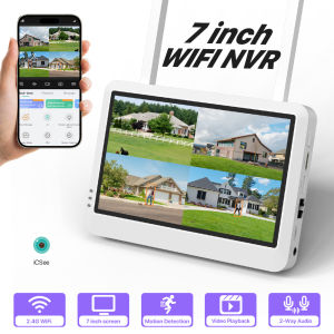 8CH 7 inch LCD Screen Wireless NVR Security DIY Outdoor Camera H.265 WIFI System CCTV Surveillance Audio Video Recorder