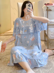 Lightweight Loose Cotton Silk Sleep Dress Women Summer New Style plus Size Home Clothes Can Be Worn outside Casual Simple Design