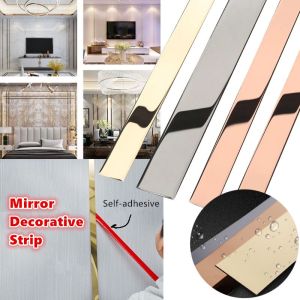 3M Gold Black Mirror Wall Sticker 8k Metal Stainless Steel Flat Decorative Strip Self-adhesive Ceiling Line