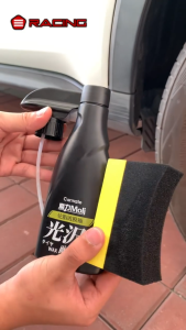 220ml Carmate Tyre Spray Wax with Free Sponge Long-Lasting Black Shine UV Protection Suitable Side Step Surface Engine Plastic Trim Original