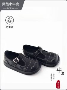 Bieren Childrens หนัง รองเท้า สไตล์พังค์ Slip-on Round Toe นุ่ม Surface Rubber Outsole Cowhide ฤดูใบไม้ผลิ ฤดูใบไม้ร่วง Performance Single Shoes