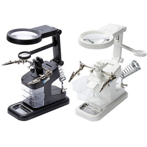 Welding Magnifying Glass with 10 LED Light Clip Soldering Magnifier (Black)