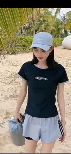 [Ocean Outdoors] Ready stock swimsuit woman swimming suit for women Two-piece Women Short-sleeved With Short pant Beachwear swimsuits for women Lady swimming suit women Student Girls Ladies Baju Berenang Perempuan泳衣女装 显瘦 大码 swimwear women