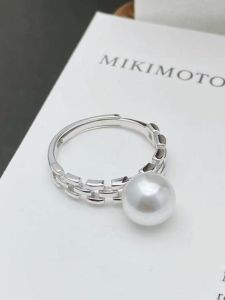 DIY เครื่องประดับมุกเงินแท้ S925 แหวนเปล่า ทองแดงเงินดำ เครื่องประดับเงิน พร้อมลูกปัดกลมขนาด 7-11 มม.