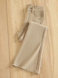 Khaki Color High Waist Slimming Skinny Jeans Womens 2025 New Style La Chapelle Bell Bottom Casual Wear Resistant Denim