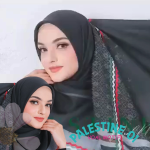 JILBAB VOAL LASERCUT ETHICA HIJAB VOAL MOTIF PALESTINE 01 BLACK