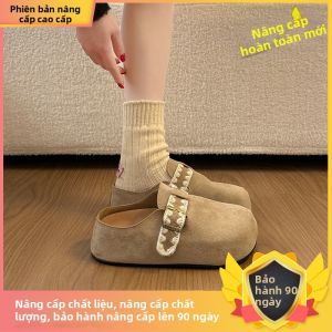 MIFULIAN | Dép Nữ Mở Nửa Đầu Birkenstock Tăng Chiều Cao Bên Trong