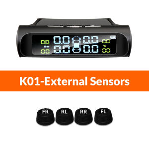 Solar Wireless Tire Pressure Monitor System Monitor With 4 Sensors LCD Display Screen For Real-time Alarm Of Pressure And Temper