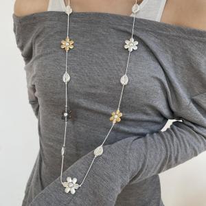 Long Metal Flower Necklace Sweet Cool Versatile Sweater Chain Waist Chain Design Sensation High Level Jewelry Accessory