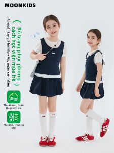 Moonkids | Bộ Đầm Ngắn Tay Phong Cách Hàn Quốc Cho Bé Gái Mùa Hè