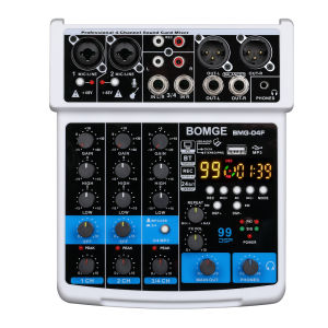 BOMGE | BOMGE 04F Bộ Trộn Âm Thanh DJ DSP Di Động 4 Kênh Với Bảng Điều Khiển Giao Diện Karaoke Bluetooth USB MP3