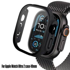 Glass+case For Apple Watch Ultra 2 case 49mm smartwatch PC Bumper+Screen Protector Tempered Cover iwatch series band Accessories