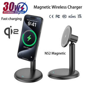 15W Qi2 Desktop Fast Wireless Charging Station Dock Magnetic Wireless Charger Stand Phone For iPhone 17 16 15 14 13 12