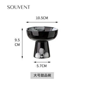 Often Niche Style Retro Ice Cream Bowl Ceramic High Leg Dessert Saucer For Home Snacks Pastry Decorative Decoration Storage Tray