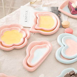 Cat Bowl Ceramic Cat Can Cat Food Holder Good-looking Cute Ins Style Large Capacity Cat Plate Flow Food Cartoon Creative