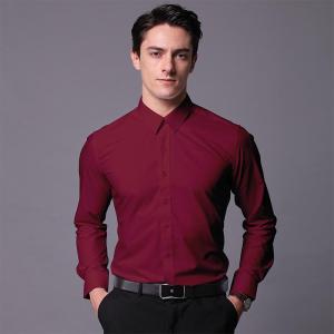 Maroon Wedding Groomsmen Shirt Three-Piece Suit Mens Fashion Urban Style Button down Collar Long Sleeve Formal Wear