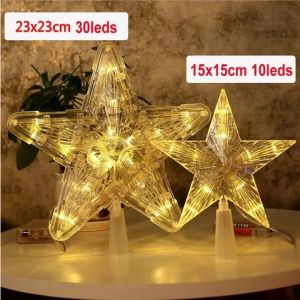 15/ 23CM Christmas Tree Five-pointed Star Top Lights/ Colorful Christmas LED Fairy Lights Garland for Home Decoration Xmas New Year
