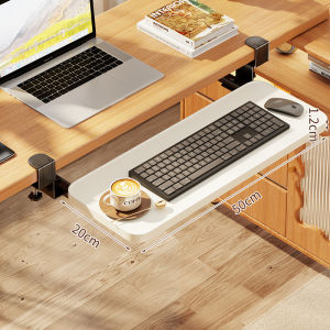 Slide-out Desktop Extension Shelf with Mouse & Keyboard Holder No-drill Installation