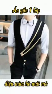 Áo gile nam áo gile vạt chéo độc lạ kiểu dáng Hàn Quốc sang trọng lịch lãm H54