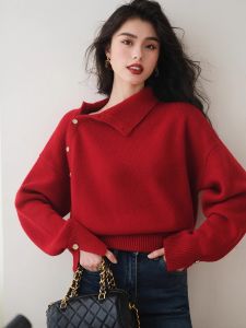 Stylish Premium Soft Knitted Sweater Turtleneck with Gold Buttons