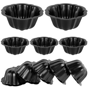 10Pcs Cake Pan Non Stick Coated Carbon Steel Cake Pan Flower Shape Cake Baking Pan Cake Baking Mold for Baking Cake Oven