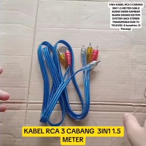 V164 ORI KABEL RCA 3 CABANG 3IN1 1.5 M METER CABEL CABLE AUDIO VIDEO GAMBAR SUARA SOUND SISTEM SYSTE