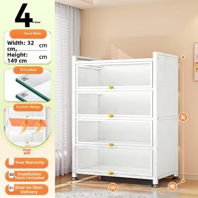 Transparent Dustproof Glass-Door Showcase Bookshelf