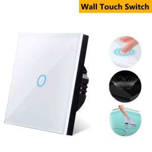 Szaoju EU Standard Touch Switch Wall Light Switch Crystal Tempered Glass Panel AC100-240V 1/2/3 Gang Button LED Touch Switch