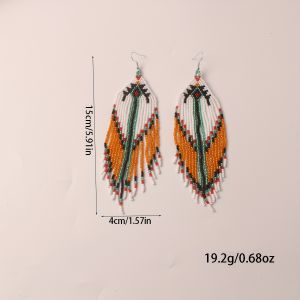 Bohemia Earrings For Women Colorful Rice Beads Crystal Mixed Earrings Retro Handmade Drop Earrings Girls Gift Vocation Jewelry