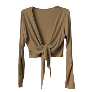 JUACTIVE Yoga Wear Top Womens Beautiful Back Long Sleeve Running Training Fitness Clothes Short Hooded Cover up