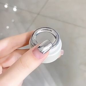 Super Shining Mirror Chrome Metallic Silver Gel Nail Polish Art Manicure 银色镜面透亮超闪指甲油彩绘金属光疗胶