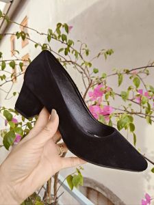 Giày gót vuông 5p nhung êm mềm