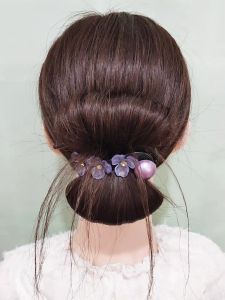Kẹp Tóc Hoa Màu Tím Thanh Lịch Dành Cho Nữ 2025 Mẫu Tóc Xoắn Mới Kẹp Tóc Hình Ếch Ở Phía Sau Đầu Phụ Kiện Tóc