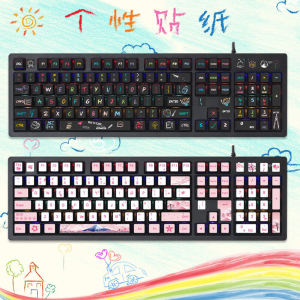 Universal Desktop Computer Keyboard Stickers Key Cap Decal Film Women Simple Host Decorative Creative 104 Key 87 Cap Color Change Letter Sticker Film Cute Cartoon Paint Repair
