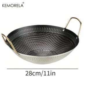 1PCS Stainless Steel Non-Stick Honeycomb Pan 24/26/28/30cm for Kitchen Fast Heat Conduction Scratch-Resistant Non-Stick Surface