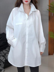 Fashionable Versatile Loose Long Sleeve Shirt Korean Style Casual Mid-Length Slimming Top Spring 2025 New Arrival