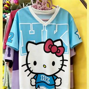 Sanrio | 2026 Summer Hellokitty Cheerleader 3D All Over Print T-shirt Y2K Aesthetic Cute Fashion Casual Breathable Soft Family Tee Top