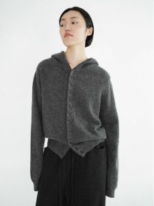 Áo Len Cardigan Dệt Kim Thời Trang Có Mũ Trùm Đầu Một Nút Cho Nữ Áo Khoác Ngoài Kiểu Pháp Cổ Điển Chất Liệu Khác Mùa Đông 2024