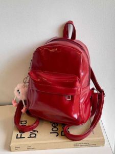 Retro Oil Leather Small Crossbody Bag Fashionable Mini Backpack for Shopping Casual Leisure Soft Square Shape Pure Color