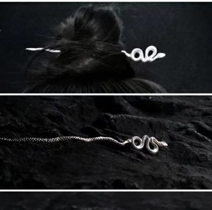 Gothic Dark Snake Hairpin Metal Hair Accessories Business OL Style Alloy Embedded Artificial Gemstones New Fashion 2022
