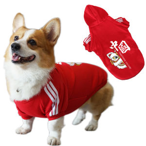 Pet Clothes Warm Puppy Big Dog Cotton Clothing Puppy Corgi Teddy Chinese Style New Year Auspicious Clothing Dog Pattern Sweater