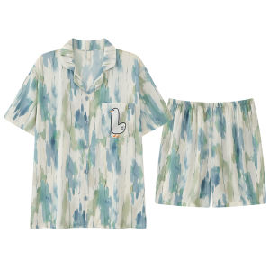 MiiOW | ชุดนอนผ้าไหมน้ำแข็ง Catman สำหรับผู้หญิง แขนสั้น ทรงหลวม ฤดูร้อน 2025 ชุดนอนฤดูใบไม้ผลิและฤดูใบไม้ร่วง ชุดอยู่บ้าน ชุดกางเกงขาสั้นสำหรับกลางแจ้ง