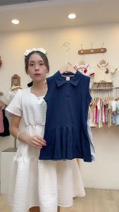 Uniqkids Korean Fashion Polo Vest Dress Pleated Bottom for Kids girl 1-7 years old Casual Polo Sleeveless Dress for Kids