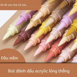 24 Màu Acrylic Bút Đánh Dấu Bộ Đầu Mềm Chất Lỏng Đục Nghệ Thuật Vẽ Truyện Tranh Tô Màu Thẳng Không Áp Lực Xếp Chồng Màu Sắc