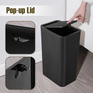 10L Small Trash Can with lidGarbage Can Slim Trash Bin Waste Basket for BathroomKitchenBedroomLiving RoomOfficeLaundry