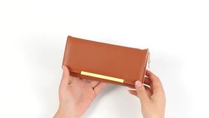 Ví Cầm Tay Dài Nữ Chất Liệu Da PU Màu Trơn Nhiều Ngăn Thời Trang Đa Năng Đựng Thẻ Dùng Hàng Ngày