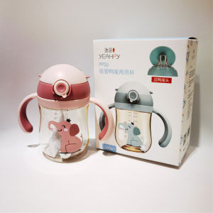 Baby Training Straw Cup Duckbill Water Bottle Two Use PPSU Tritan Toddler Learning to Drink Cup with Handle Infant Feeding Cup